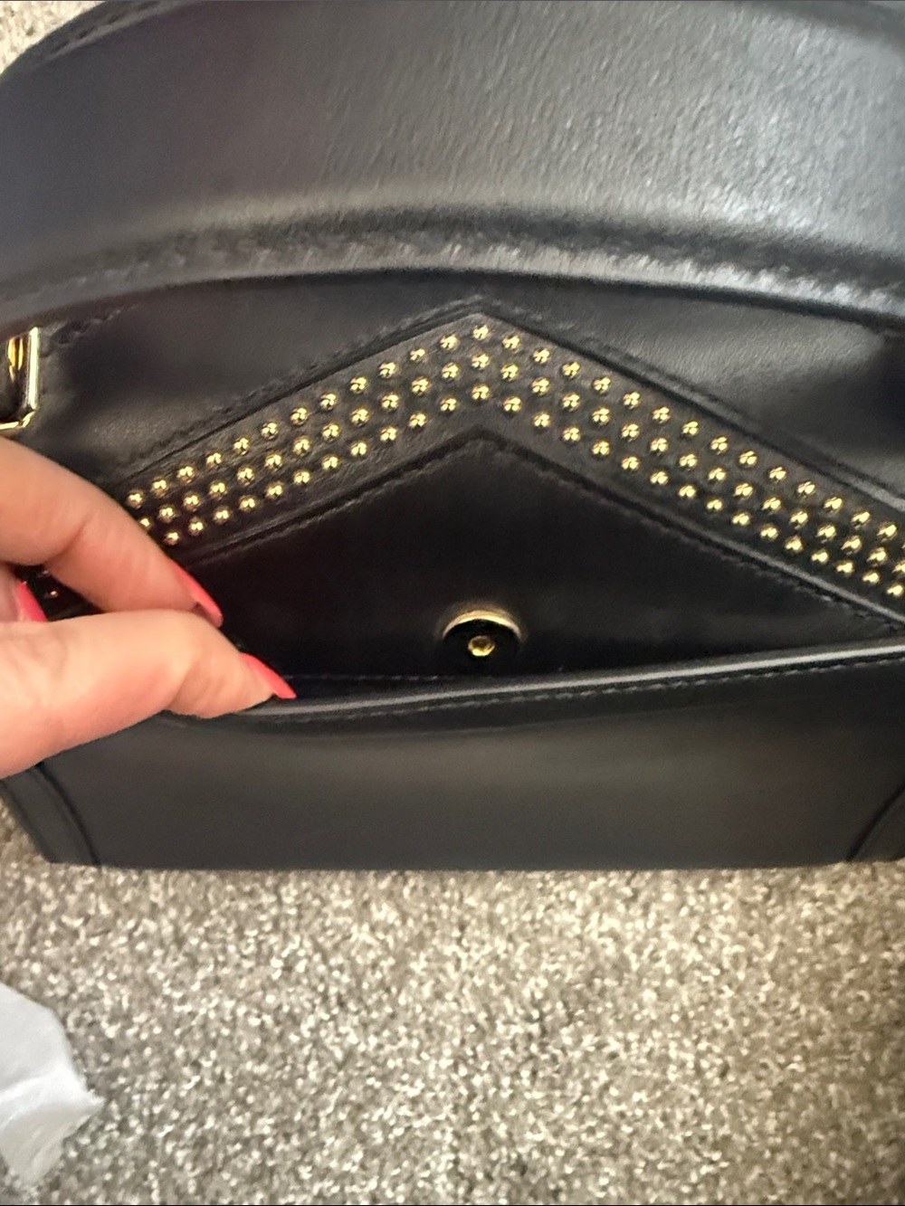 Michael Kors Black Leather Satchel with Gold Stud Accents - Picture 6 of 6